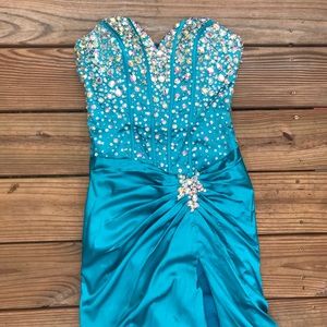 Strapless Corset Gemstone Prom Dress